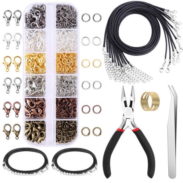 Kedjelås, 6 färger armbandslås, 120 delar hummerlås med 840 delar hopparingar för örhängen, armband, halsband, hängen