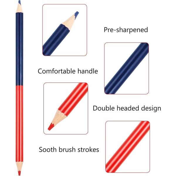 Röda och blå kontrollpennor, suddgummi