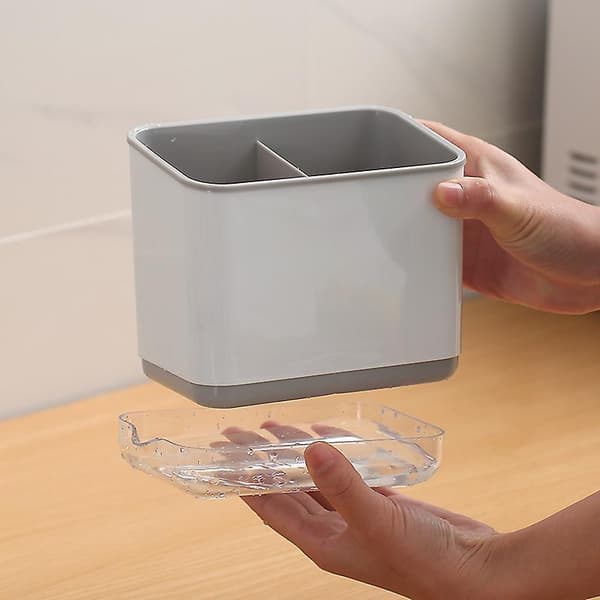Rustfrit stål bestik tørrestativ bestikholder vask caddy bordplade organizer med opdelte rum,