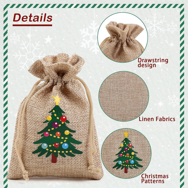 Naturposer, Gaveposer, Jutebag, Jutebag, Små poser med snøring, Bryllup Hjemmeforsyninger Håndverksgave (36 stk, 10 x 14 cm) C 6 pieces