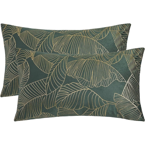 Sztxj Samettiset tyynynpäälliset 30x50 cm Koriste Painettu kultainen tyynyliina sohvalle makuuhuoneeseen autoon olohuoneeseen Tyynynpäällinen vihreä 2 kpl:n setti