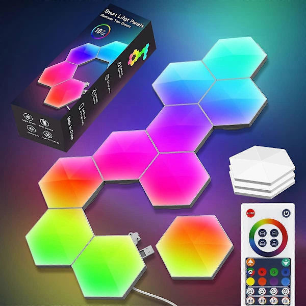 LED Hexagon Væglampe Smart Modulær RGBIC Honeycomb Lampe med APP Fjernbetjening og Musik Synkronisering USB Drevet Hexagon Computer Gaming Lamper til Spil 3pcs