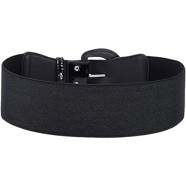 Svart Belte Dame Elastisk Skinnbelte 3 Hull Elegant For Kjoler Bluser