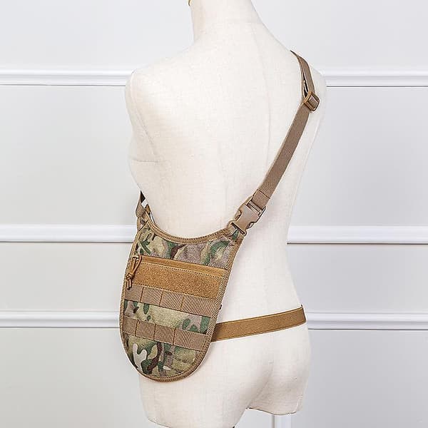 Sling Bag Axelväska Polyester Dold Hölster med Elastiskt Midjeband för Utomhusresor Jakt Camouflage Black