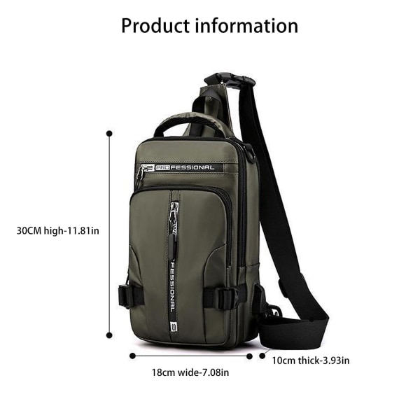 Miesten monitoimiset crossbody-laukut USB-latausportilla gray