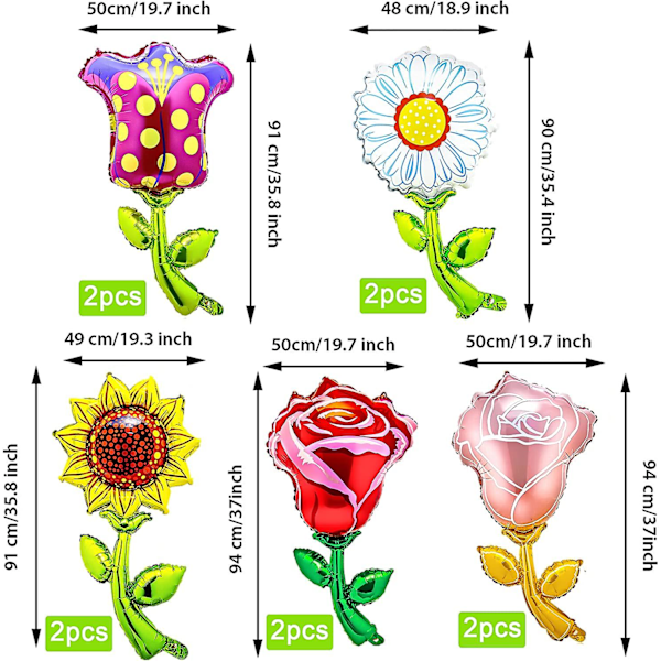 Blomster Balloner Folieballon 10 stk. Forår Sommer Blomster Mylar Ballon Solsikke Tusindfryd Pink Rose Rød Rose Tulipaner Blomster Mylar Ballondekorationer Til