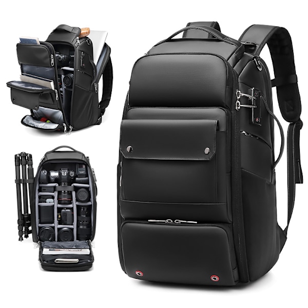 Vattentät Ryggsäck i Nylon Canvas för Utomhusfotografering, Mode DSLR Ryggsäck, Bärbar Kamera Väska för Utomhus