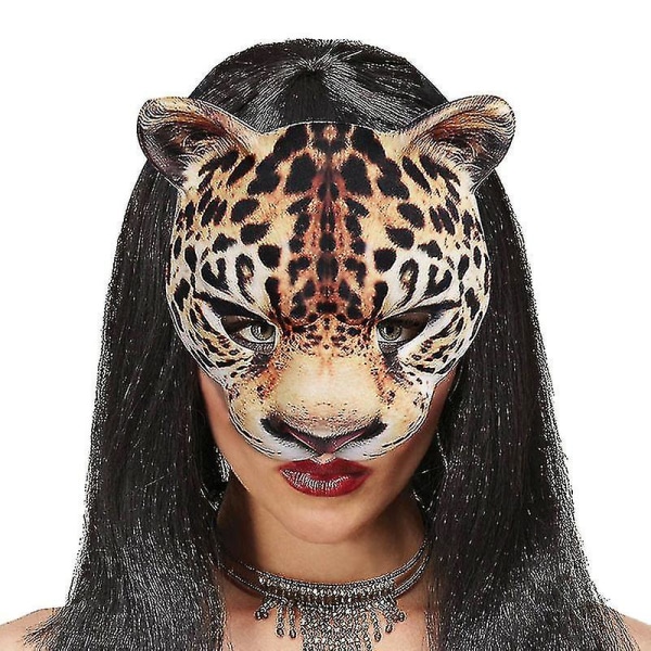 Cheetah Mask Halloween Mask Dekoration Carnival Party Maskerad Eva Halv Face Animal Mask