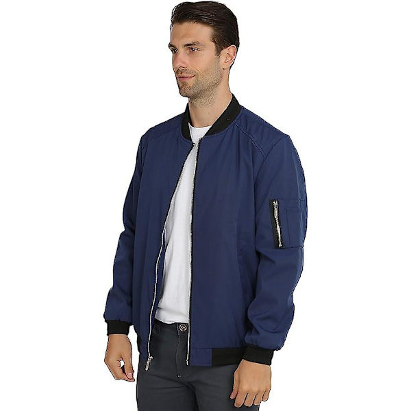 Herr Casual Lättviktsjacka Softshell Flight Bomberjacka Varsity Vindjacka Navy L