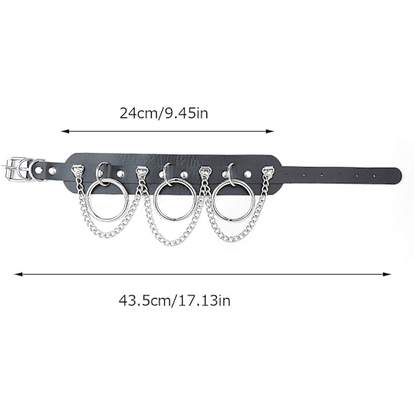 Läderhalsband, PU-läder Punk Rock Gothic Emo O-ring Spik Nitar Halsband