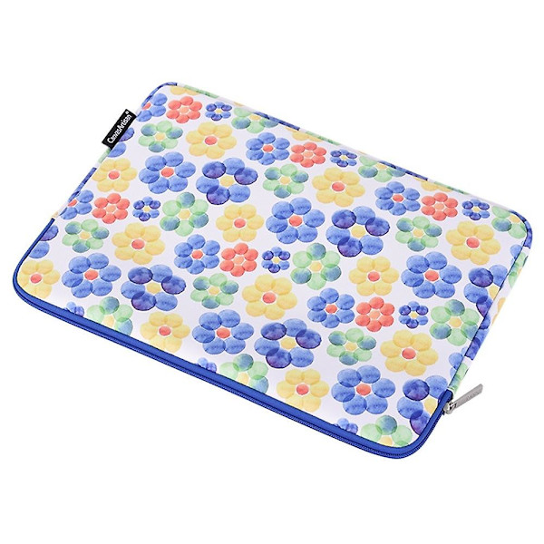 2 kpl/setti PU vetoketjullinen kannettavan tietokoneen suojapussi 11~15 tuuman kannettaville, + pieni laukku kukka-akvarellimaalaus For 11 inch Laptop
