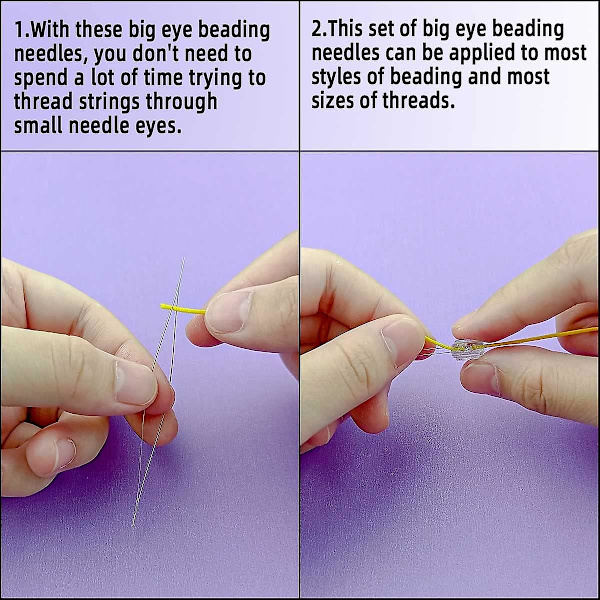 16 stycken Big Eye Beading Nålar Fröpärlor Nål Beading Broderinålar För smycken Set av hopfällbara pärlnålar Lång rak hand S