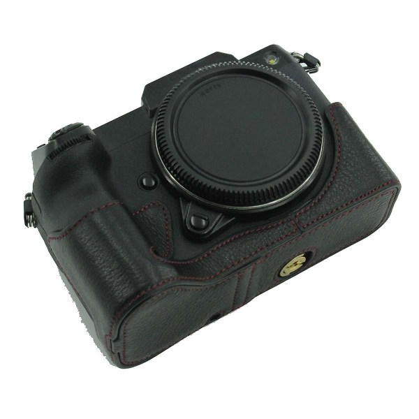 Kamera case äkta läder skyddande cover med batteriöppning för Fuji GFX 100S Black