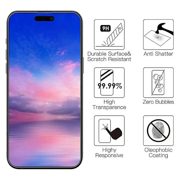 4 st Härdat Glas för iPhone 14 Pro Skärmskydd Glasfilm