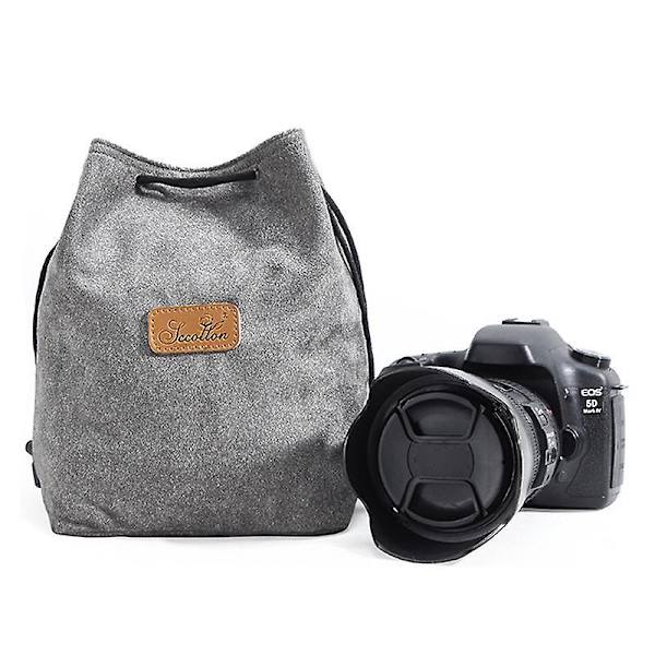 Myk Kameraveske for Canon Nikon DSLR Støtsikker Snørestreng Objektiv Bæreveske Firkantet Grey