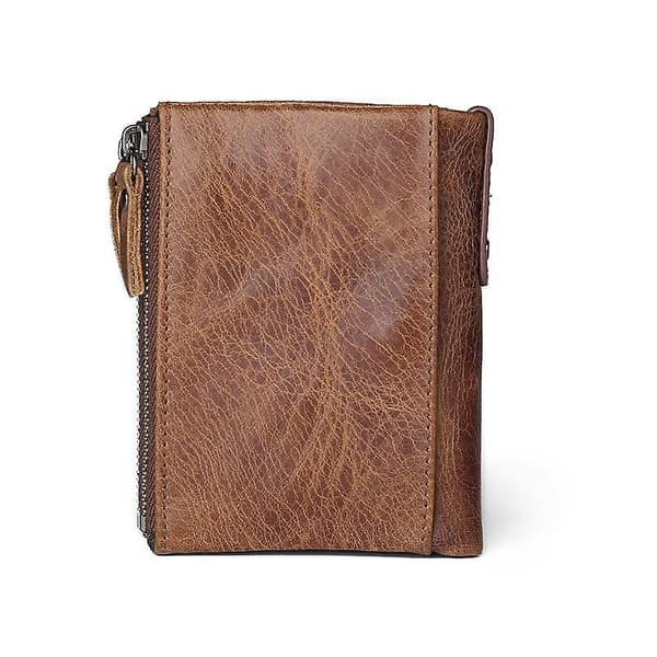 Retro Stil Ko Läder Plånbok Multi Card Slots Purse Zippered Pouch