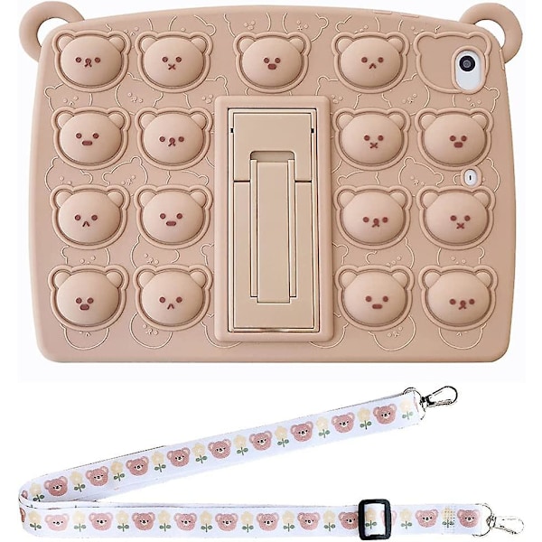 Silikonbjörn iPad-tablettskydd med stressreducerande sensorisk design, fällbart stativ och pennhållare för iPad Mini 1 2 3 4 5 6 9.7\" 10.2\" 10.5\" 10.9\" 2