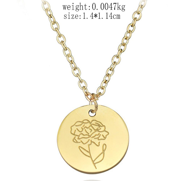 Runt mynt halsband, titanstål snidade blommor, små hängen presenter style1