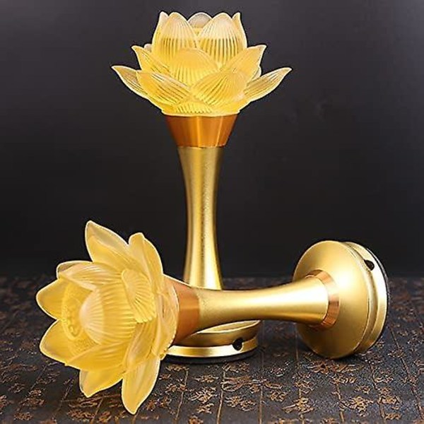 1 par - 8 tum LED-glaserad lotus buddhistisk lampa, ljuserbjudande före Buddha, USB uppladdningsbart lotusljus, tempeldekoration och trosmaterial