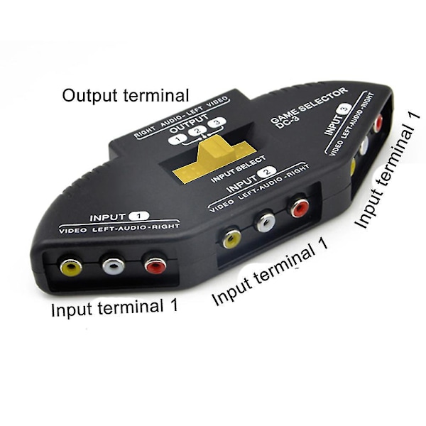 Kompatibel Av-växlare Tv Audio Video Rca Växlare Med 3-vägs Ljud, Video Rca Växellåda + Rca Kabel-blå