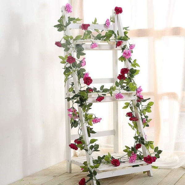 2 stk. 2,4 m Dobbel Farge Kunstig Rosekrans Ranker