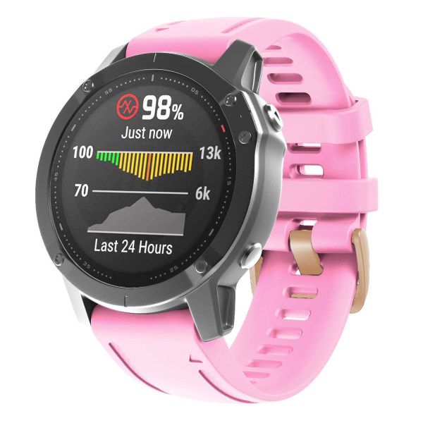 20 mm silikoninen vaihtoranneke Garmin Fenix 7S/6S Pro/5S Plus/Instinct 2S -kelloon, ruusukultainen solki Pink