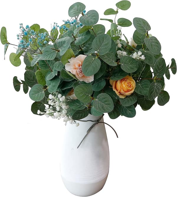 6 Bundter Kunstige Silke Eukalyptus Stængler, adskillelig Sølv Dollar Eukalyptus Eucalyptus Stems