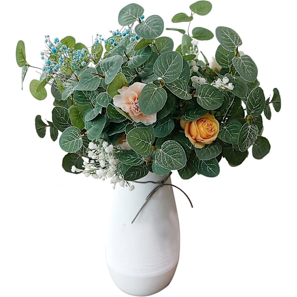 6 Bunter Kunstig Silke Eukalyptusstilker, demonterbar Sølv Dollar Eukalyptus Eucalyptus Stems