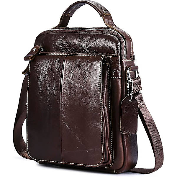 Herr Crossbody Messenger Bag Äkta Läder Handväska Axelväska Sidoväska Acsergery Present