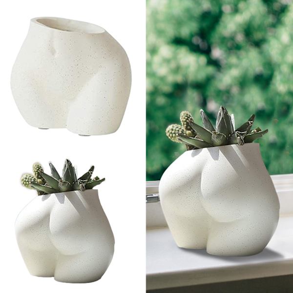 Body Plant Pot Butt Vase, Kvindelig Krops Blomsterpotter med Drænhuller, Resin Blomster Plantekasse Moderne, Moderne Design Boho Form Stykker