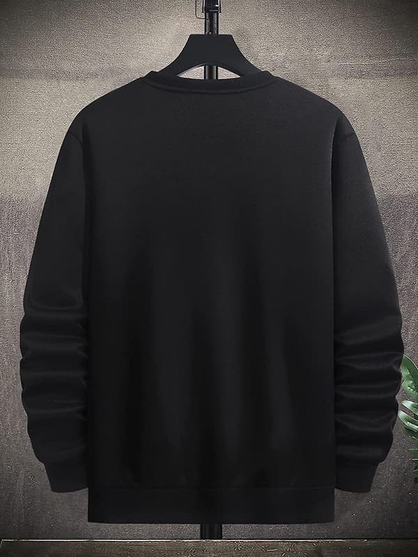 Herr tröja med grafik, rund hals, långärmad, casual pullover, lös passform