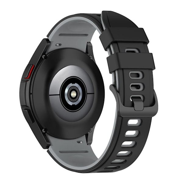 Kaksivärinen silikoniranneke Galaxy Watch4/5/6 40mm 44mm/Watch6 Classic 43mm 47mm/Watch 5 Pro 45mm -kelloille Black Gray