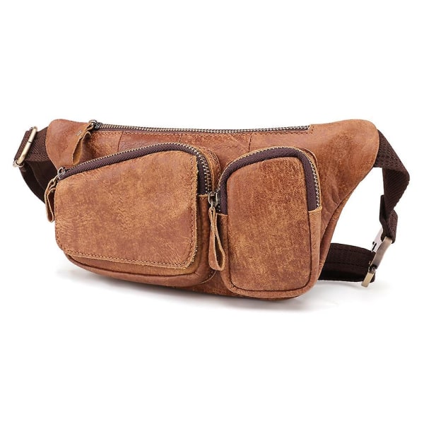 6469 Frostad läder crossbody bröstväska utomhus sport män axelväska för vandring resor