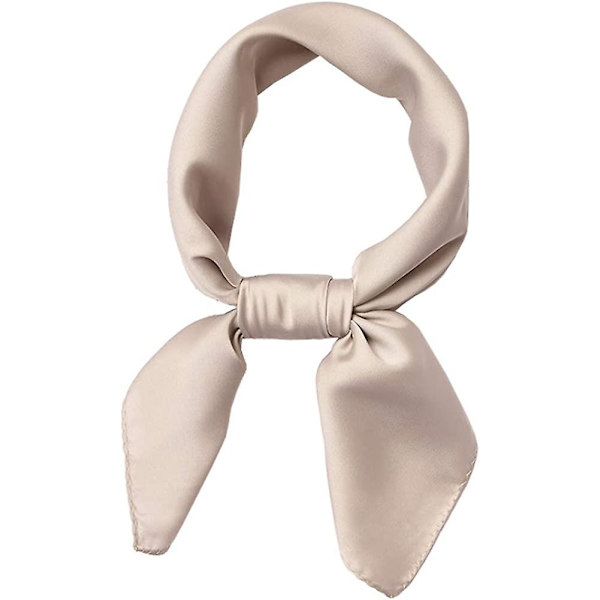 Womens Silk Like Solid Square Olaof Scarf Mode Satin Neck Hår Tie Band Ivory