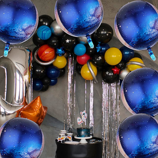 6 st Galaxy Ballonger Rymdballonger Lila Planetballonger För Rymdfest Dekorationer Galaxy Födelsedagsfest Dekorationer Rymdtema Festtillbehör