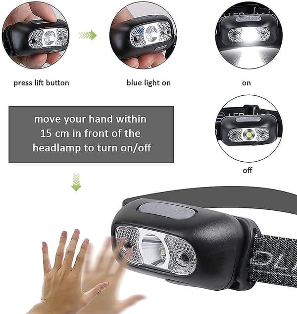 LED Hodelykt, acsergery USB Oppladbar LED Hodelykt, acsergery IPX6