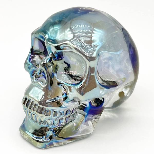 Krystal Kranie Hoved Statuer Klare Kranie Figurer K9 Glas Kranie Ædelsten Halloween Dekoration Gaver Til Kvinder Belægning Lyseblå 2.8\"