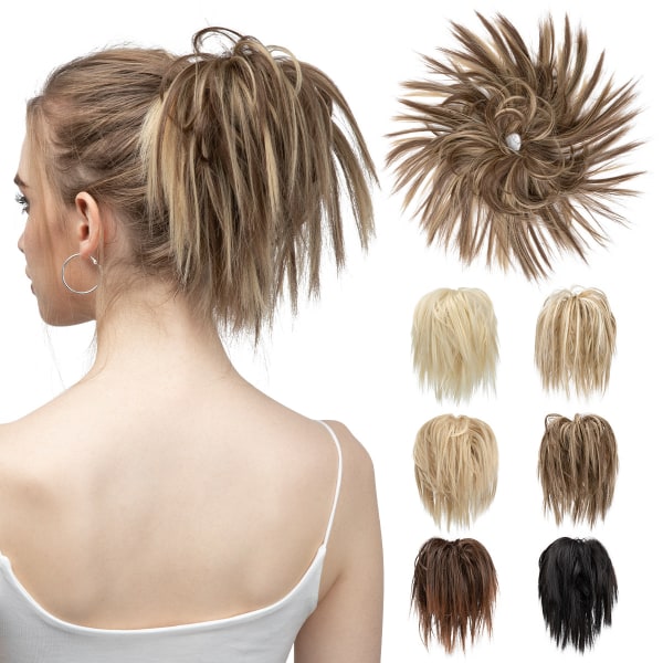 Hårbit Hair Scrunchie Updo Bröllopsfrisyrer Voluminous Wavy Messy Bun Blonde Mix 12 27 613