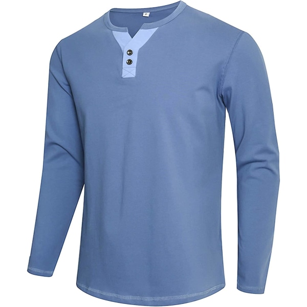 Herr långärmad T-shirt casual toppar Henley-tröja