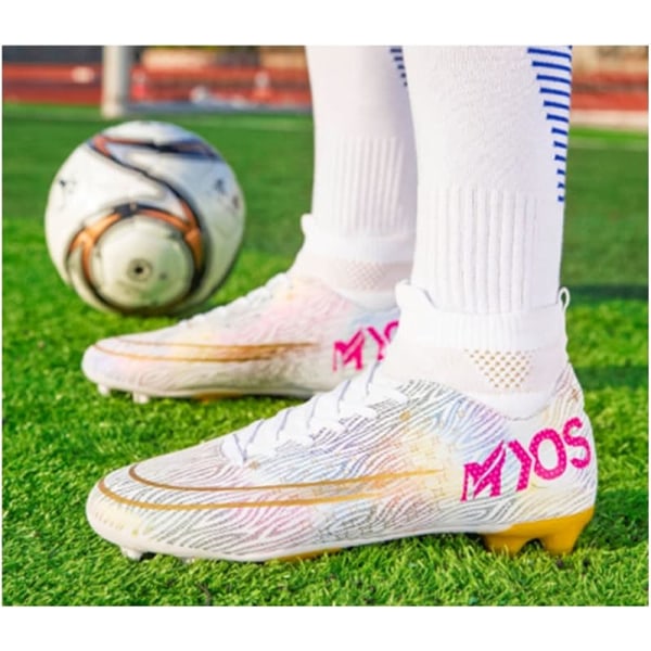 Fotbollsskor för män med dobbar, lätta fotbollsskor för pojkar, unisex fotbollsskor för barn white EU37