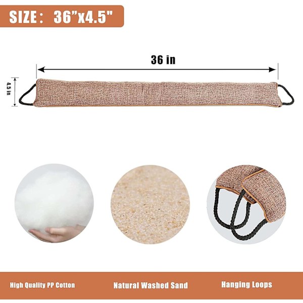 38 tommers vindstopper for dør og vindu, avtakbar og vaskbar vektet fransk 36 inch Brown