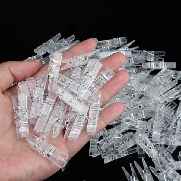 100 Stykker Mini Gjennomsiktige Plastklyper (klar)