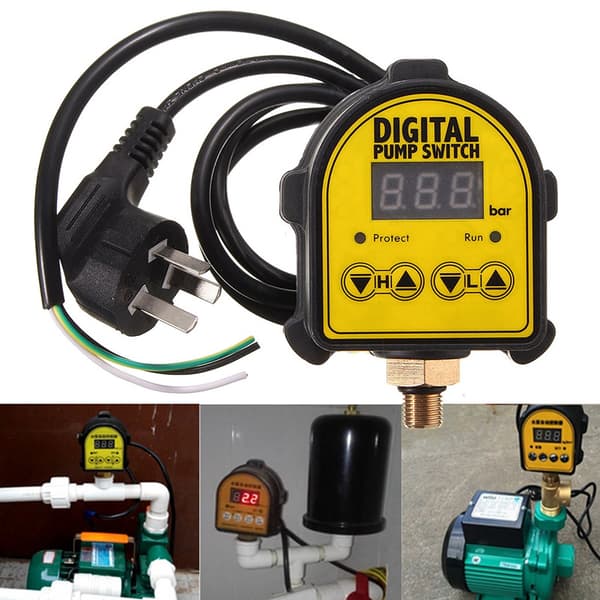 220V Automatisk Trykregulator til Husstandspumpe – Digital Elektrisk Presscontrol Pressdrive – Han
