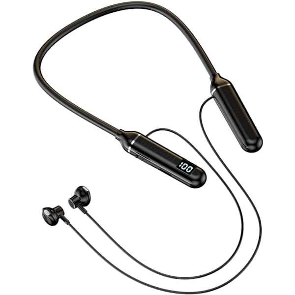 Trådlösa Halsbandshörlurar, Flexibla Sportörhängen med Magnetisk och Display Skärm - Stereo In-Ear Hörlurar, Vattentäta Träningshalsbandshörlurar