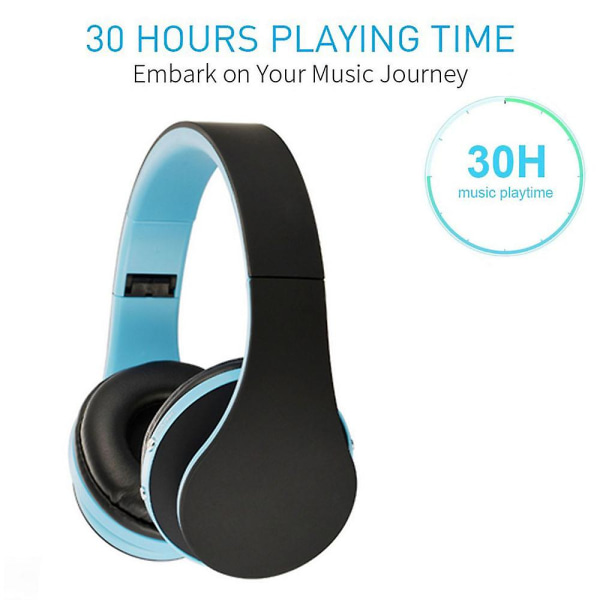 Trådløse Bluetooth-hodetelefoner, Over-ear headset med mikrofon, Sammenleggbart og lett, Mp3-modus og FM-radio for mobiltelefoner, laptop, TV blue