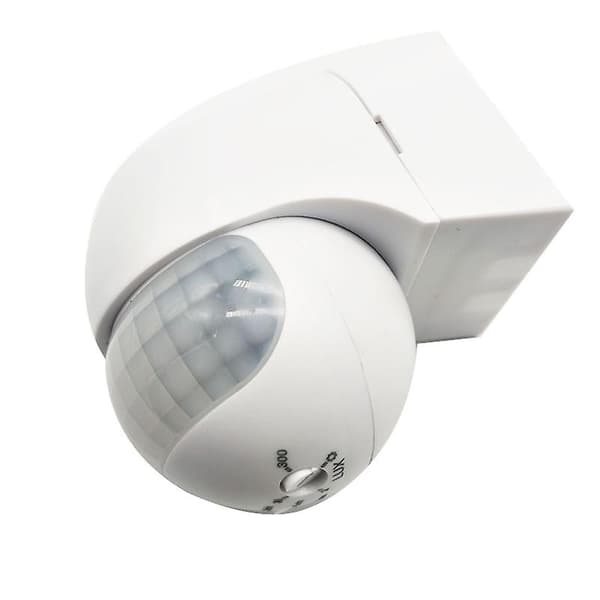 Utendørs bevegelsessensor Ip44, overflatemontering, programmerbar, infrarød sensor, rekkevidde 15m/180, egnet LED, orienterbar, maks. 800W/500W
