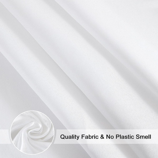 Vita duschdraperier, mould och mögelbeständiga extra långa duschdraperier 180 X 200 cm, polyester