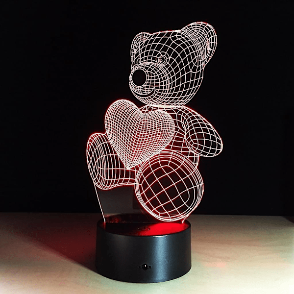 3D Optisk Illusjonslampe LED 7 Farger Berøringsbryter Skiftende Nattlys For Soverom Hjem Dekor Bryllup Bursdag Jul