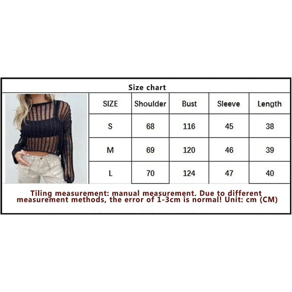 Dame Hul Ud Hæklet Strik Trøje Crop Tops Langærmet Trøje Cropped Style 2 L