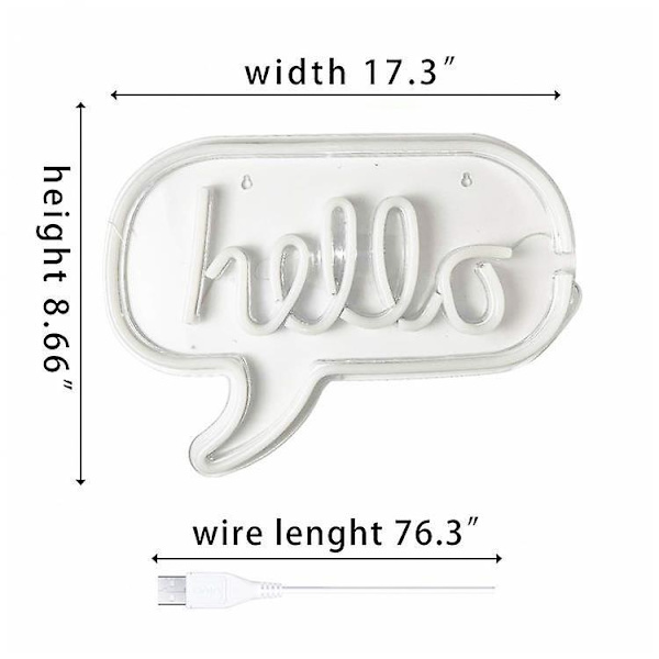 Hej Neon Skylt för Väggdekor, Drivs av USB, Dimmer LED Neon Skyltar för Hemvägg, Butik, Fönster